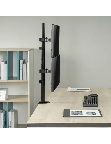 AISENS Soporte de mesa eco giratorio e inclinable para 2 Monitor TV 9kg de 17-32, Negro