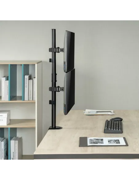 AISENS Soporte de mesa eco giratorio e inclinable para 2 Monitor TV 9kg de 17-32, Negro