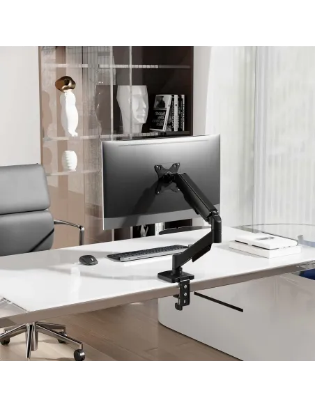 AISENS Soporte de Mesa Eco Contrapeso Giratorio e Inclinable para Monitor TV 9KG (3 Pivotes, 1 Brazo) de 17"-32", Negro