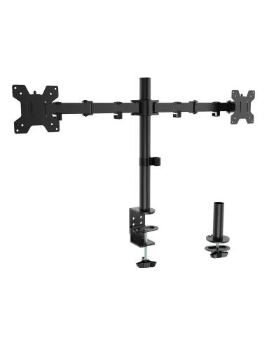 AISENS Soporte de mesa eco giratorio e inclinable para monitor TV 10kg (3 Pivotes, 2 Brazos) de 17-32, Negro