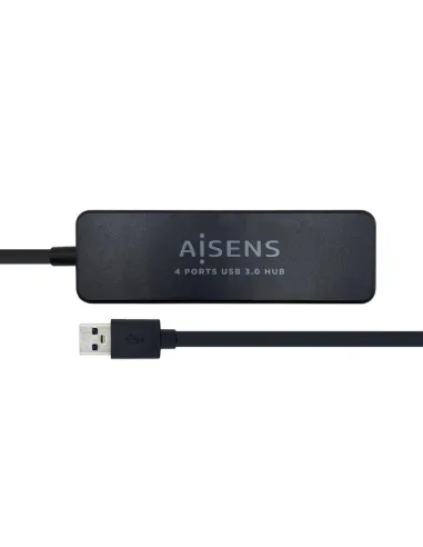 AISENS Hub USB 3.0, Tipo A/M - 4 x Tipo A/H, Negro, 30 cm