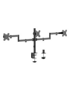 AISENS Soporte de mesa eco giratorio e inclinable para 3 monitores 10kg (3 Pivotes, 2 Brazos) de 13-27, Negro