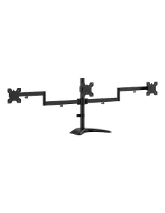 AISENS Soporte de mesa con peana eco giratorio e inclinable para 3 monitores 10kg (3 Pivotes, 2 Brazos) de 13-27, Negro