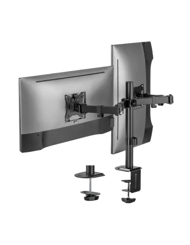 AISENS Soporte de Mesa ECO Giratorio e Inclinable para Monitor TV 9Kg (3 Pivotes, 2 Brazos) de 17-32, Negro