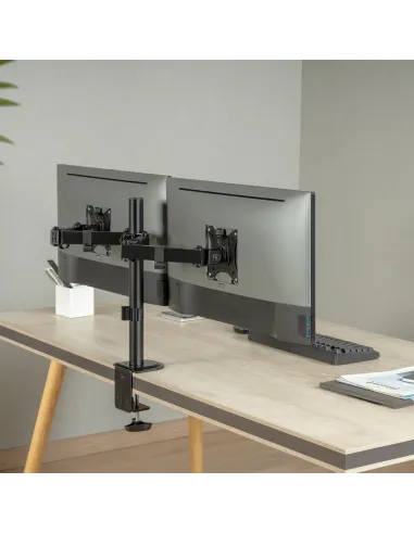 AISENS Soporte de Mesa ECO Giratorio e Inclinable para Monitor TV 9Kg (3 Pivotes, 2 Brazos) de 17-32, Negro