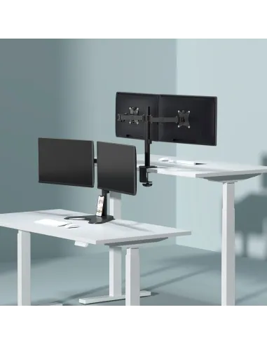 AISENS Soporte de Mesa ECO Giratorio e Inclinable para Monitor TV 9Kg (3 Pivotes, 2 Brazos) de 17-32, Negro