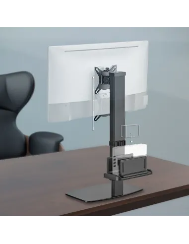 AISENS Soporte de Mesa ECO Giratorio e Inclinable para Monitor TV y Mini PC 8Kg de 17-32, Negro