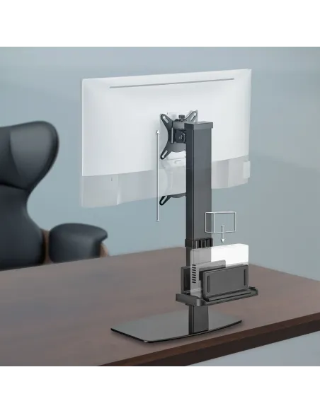 AISENS Soporte de Mesa ECO Giratorio e Inclinable para Monitor TV y Mini PC 8Kg de 17-32, Negro