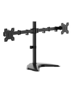 AISENS Soporte de mesa con peana eco giratorio e inclinable para monitor TV 10kg (3 Pivotes, 2 Brazos) de 17-32, Negro