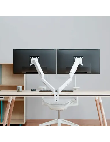 AISENS Soporte de Mesa Eco Contrapeso Giratorio e Inclinable para Monitor TV 9kg (3 PIVOTES, 2 BRAZOS) de 17-32, Blanco