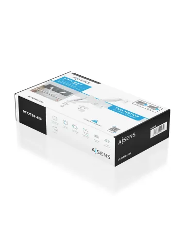 AISENS Soporte de Mesa Eco Contrapeso Giratorio e Inclinable para Monitor TV 9kg (3 PIVOTES, 2 BRAZOS) de 17-32, Blanco