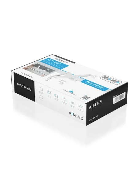 AISENS Soporte de Mesa Eco Contrapeso Giratorio e Inclinable para Monitor TV 9kg (3 PIVOTES, 2 BRAZOS) de 17-32, Blanco