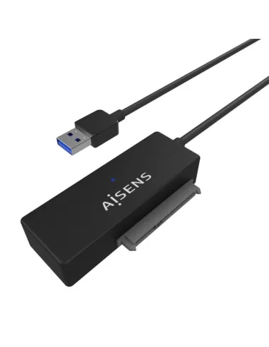 AISENS Adaptador ASE-35A01B SATA a USB-A USB 3.0/USB3.1 GEN1 para Discos Duros 2.5″ y 3.5″ con Alimentador, Negro