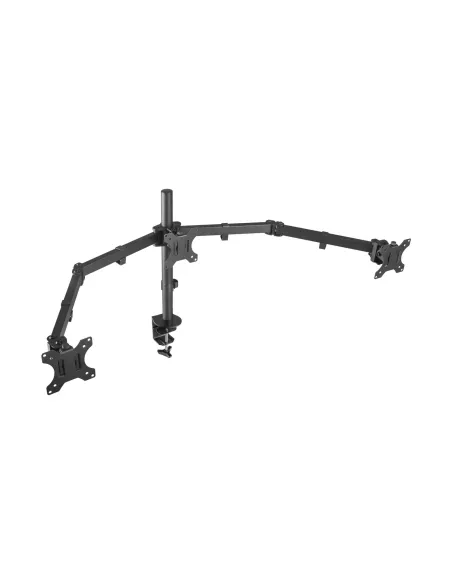 AISENS Soporte De Mesa Eco Giratorio E Inclinable Para 3 Monitores 7kg (3 Pivotes, 2 Brazos) De 13-27, Negro