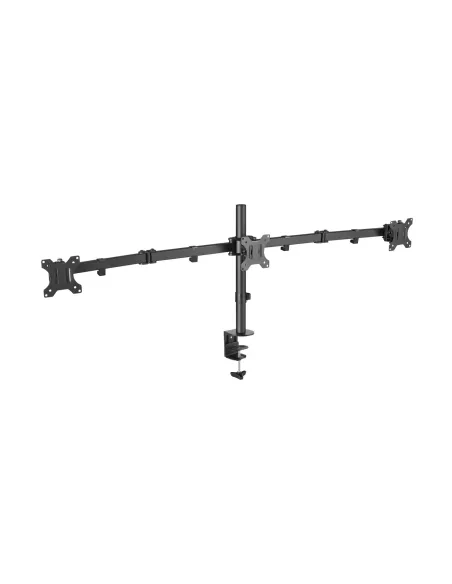 AISENS Soporte De Mesa Eco Giratorio E Inclinable Para 3 Monitores 7kg (3 Pivotes, 2 Brazos) De 13-27, Negro