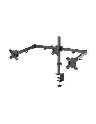 AISENS Soporte De Mesa Eco Giratorio E Inclinable Para 3 Monitores 7kg (3 Pivotes, 2 Brazos) De 13-27, Negro