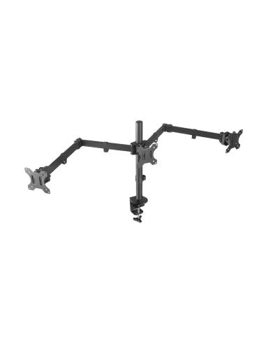 AISENS Soporte De Mesa Eco Giratorio E Inclinable Para 3 Monitores 7kg (3 Pivotes, 2 Brazos) De 13-27, Negro
