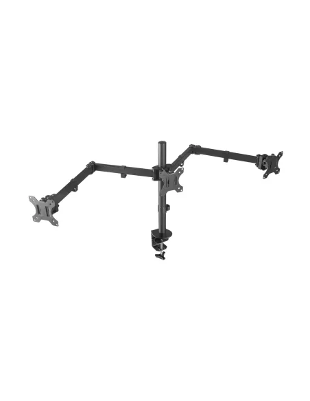 AISENS Soporte De Mesa Eco Giratorio E Inclinable Para 3 Monitores 7kg (3 Pivotes, 2 Brazos) De 13-27, Negro