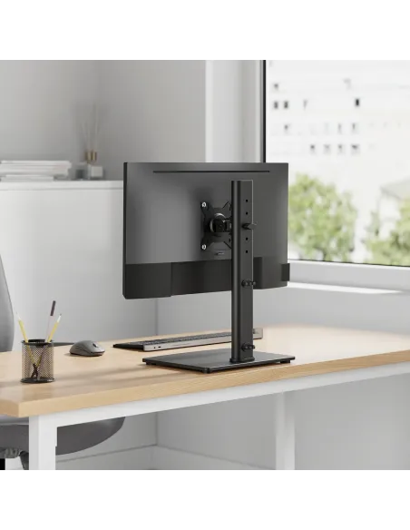 AISENS Soporte de Mesa Con Peana Eco Giratorio e Inclinable para Monitor TV 12kg de 17-34, Negro