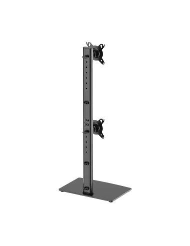 AISENS Soporte de Mesa Con Peana Eco Giratorio e Inclinable para 2 Monitor TV 12kg de 17-34, Negro