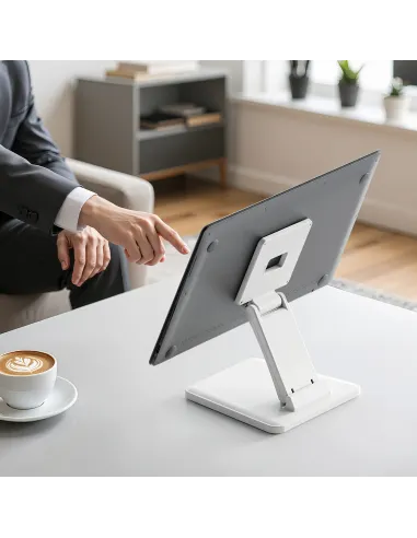 AISENS Soporte de Mesa Eco Inclinable para Monitor POS 6.5kg de 10"-27", Blanco