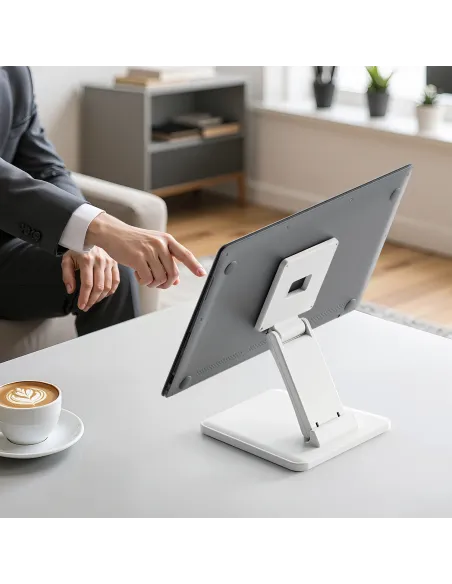 AISENS Soporte de Mesa Eco Inclinable para Monitor POS 6.5kg de 10"-27", Blanco