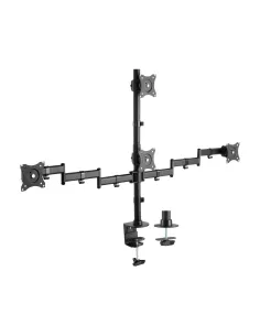 AISENS Soporte de Mesa Eco Giratorio e Inclinable para 4 Monitores 8kg (4 Pivotes, 2 Brazos) de 13"-27", Negro