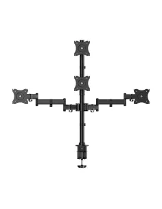 AISENS Soporte de Mesa Eco Giratorio e Inclinable para 4 Monitores 8kg (4 Pivotes, 2 Brazos) de 13"-27", Negro 2