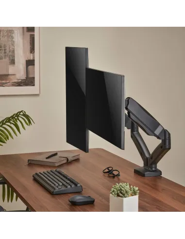 AISENS Soporte De Mesa Pro Contrapeso Giratorio E Inclinable Para Monitor TV 9kg (3 Pivotes, 2 Brazos) De 17-32, Negro