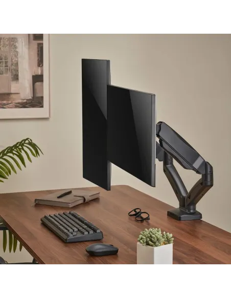 AISENS Soporte De Mesa Pro Contrapeso Giratorio E Inclinable Para Monitor TV 9kg (3 Pivotes, 2 Brazos) De 17-32, Negro
