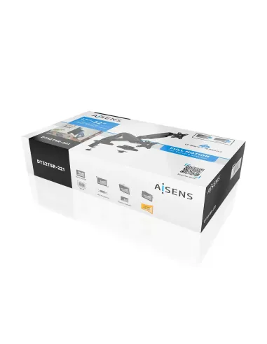 AISENS Soporte De Mesa Pro Contrapeso Giratorio E Inclinable Para Monitor TV 9kg (3 Pivotes, 2 Brazos) De 17-32, Negro