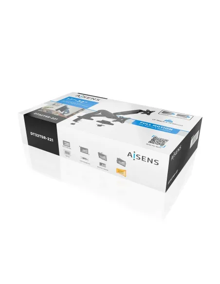 AISENS Soporte De Mesa Pro Contrapeso Giratorio E Inclinable Para Monitor TV 9kg (3 Pivotes, 2 Brazos) De 17-32, Negro