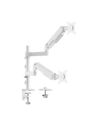 AISENS Soporte de Mesa Eco Contrapeso Giratorio e Inclinable para Monitor TV 9kg (3 PIVOTES, 2 BRAZOS) de 17-32, Blanco