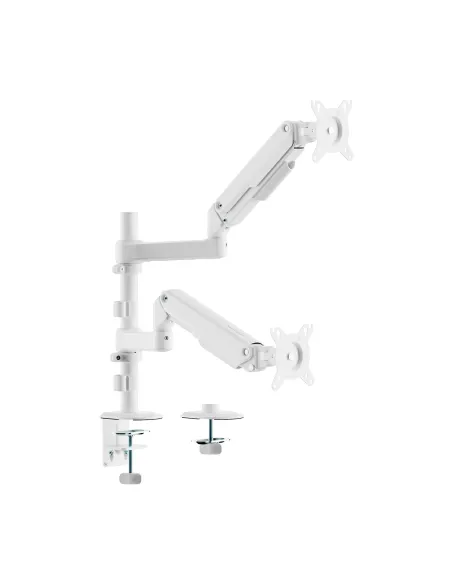 AISENS Soporte de Mesa Eco Contrapeso Giratorio e Inclinable para Monitor TV 9kg (3 PIVOTES, 2 BRAZOS) de 17-32, Blanco