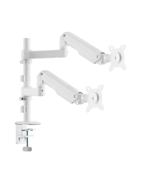 AISENS Soporte de Mesa Eco Contrapeso Giratorio e Inclinable para Monitor TV 9kg (3 PIVOTES, 2 BRAZOS) de 17-32, Blanco