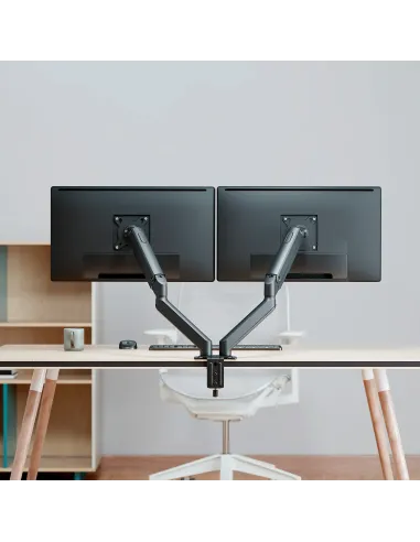 AISENS Soporte de Mesa Eco Contrapeso Giratorio e Inclinable para Monitor TV 9kg (3 Pivotes, 2 Brazos) de 17-32, Negro