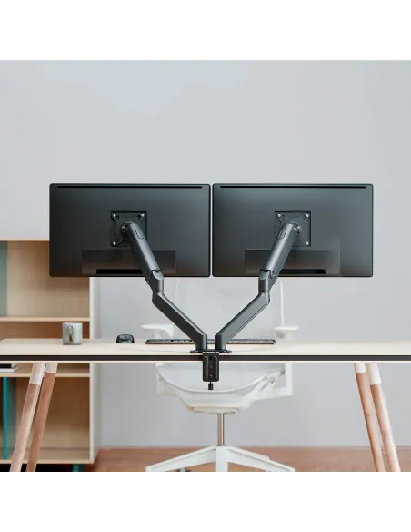 AISENS Soporte de Mesa Eco Contrapeso Giratorio e Inclinable para Monitor TV 9kg (3 Pivotes, 2 Brazos) de 17-32, Negro