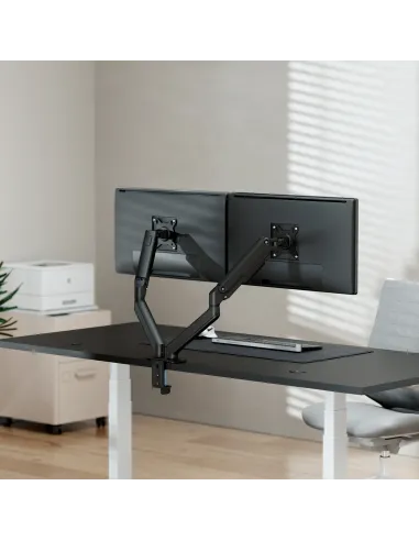 AISENS Soporte de Mesa Eco Contrapeso Giratorio e Inclinable para Monitor TV 9kg (3 Pivotes, 2 Brazos) de 17-32, Negro