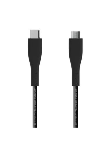 AISENS Cable USB 2.0 3A, tipo USB C/M - micro B/M, Negro, 1.0 m