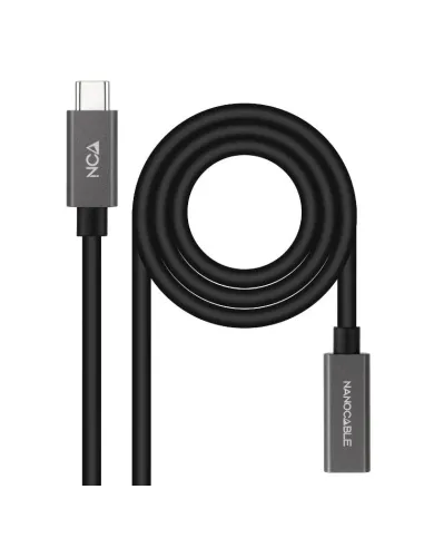 Nanocable Cable Prolongador USB-C 3.2 Gen2x2 20Gbps 3A, 4K/60Hz, USB-C/M-USB-C/H, Negro, 0.5 m