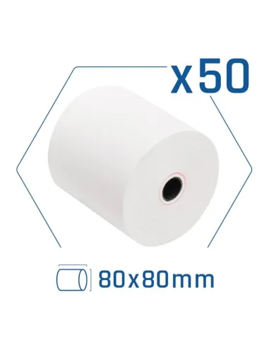 Pack 50 rollos papel térmico sin BPA 80X80mm