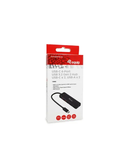 Equip 128966 hub de interfaz USB 3.2 Gen 2 (3.1 Gen 2) Type-C 10000 Mbit s Negro