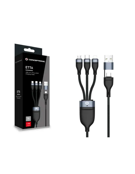Conceptronic ETTA05B15 cable USB USB 2.0 1,5 m USB C USB C Micro-USB B Lightning 0,48 Gbit s 60 W Negro