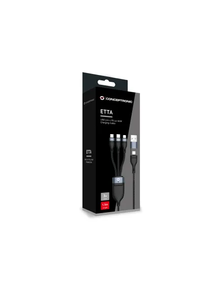 Conceptronic ETTA05B15 cable USB USB 2.0 1,5 m USB C USB C Micro-USB B Lightning 0,48 Gbit s 60 W Negro