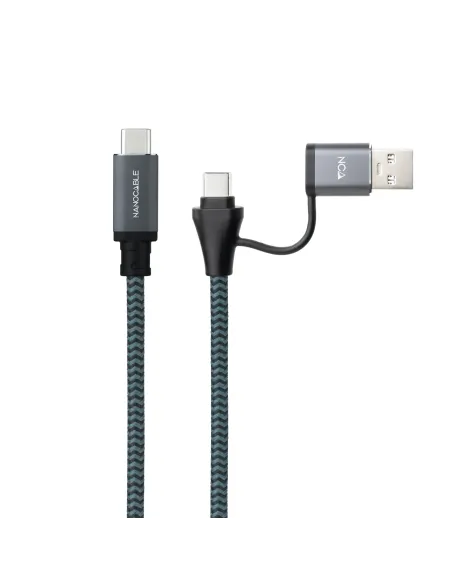 Nanocable Cable USB 3.2 Gen2x2 20Gbps 5A 100W, USB-C+USB-A M a USB-C M, Gris Negro, 3m