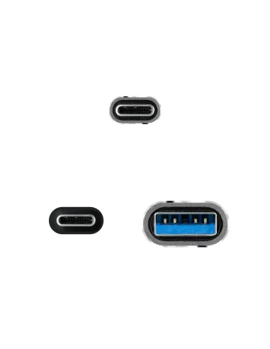 Nanocable Cable USB 3.2 Gen2x2 20Gbps 5A 100W, USB-C+USB-A M a USB-C M, Gris Negro, 3m
