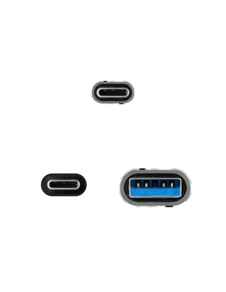 Nanocable Cable USB 3.2 Gen2x2 20Gbps 5A 100W, USB-C+USB-A M a USB-C M, Gris Negro, 3m