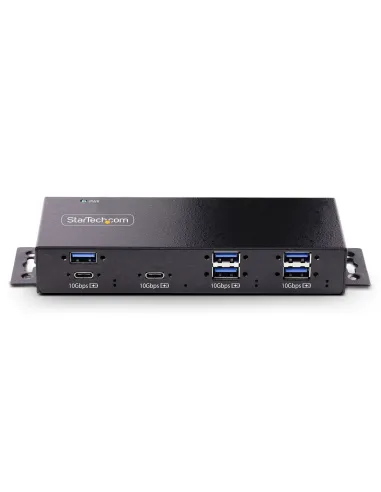 StarTech.com Hub Industrial de 7 Puertos USB de 10Gbps USB-A y USB-C - con Adaptador de Alimentación - Montable - Ladrón USB de