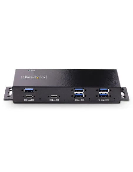StarTech.com Hub Industrial de 7 Puertos USB de 10Gbps USB-A y USB-C - con Adaptador de Alimentación - Montable - Ladrón USB de