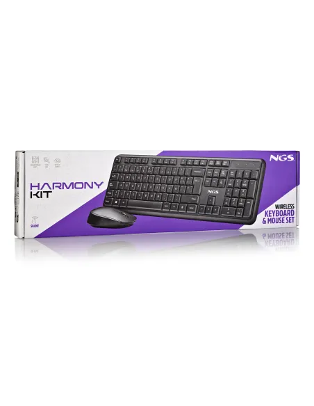 NGS HARMONY KIT (QUERTY, ES) teclado Ratón incluido Universal RF inalámbrico QWERTY Español Negro